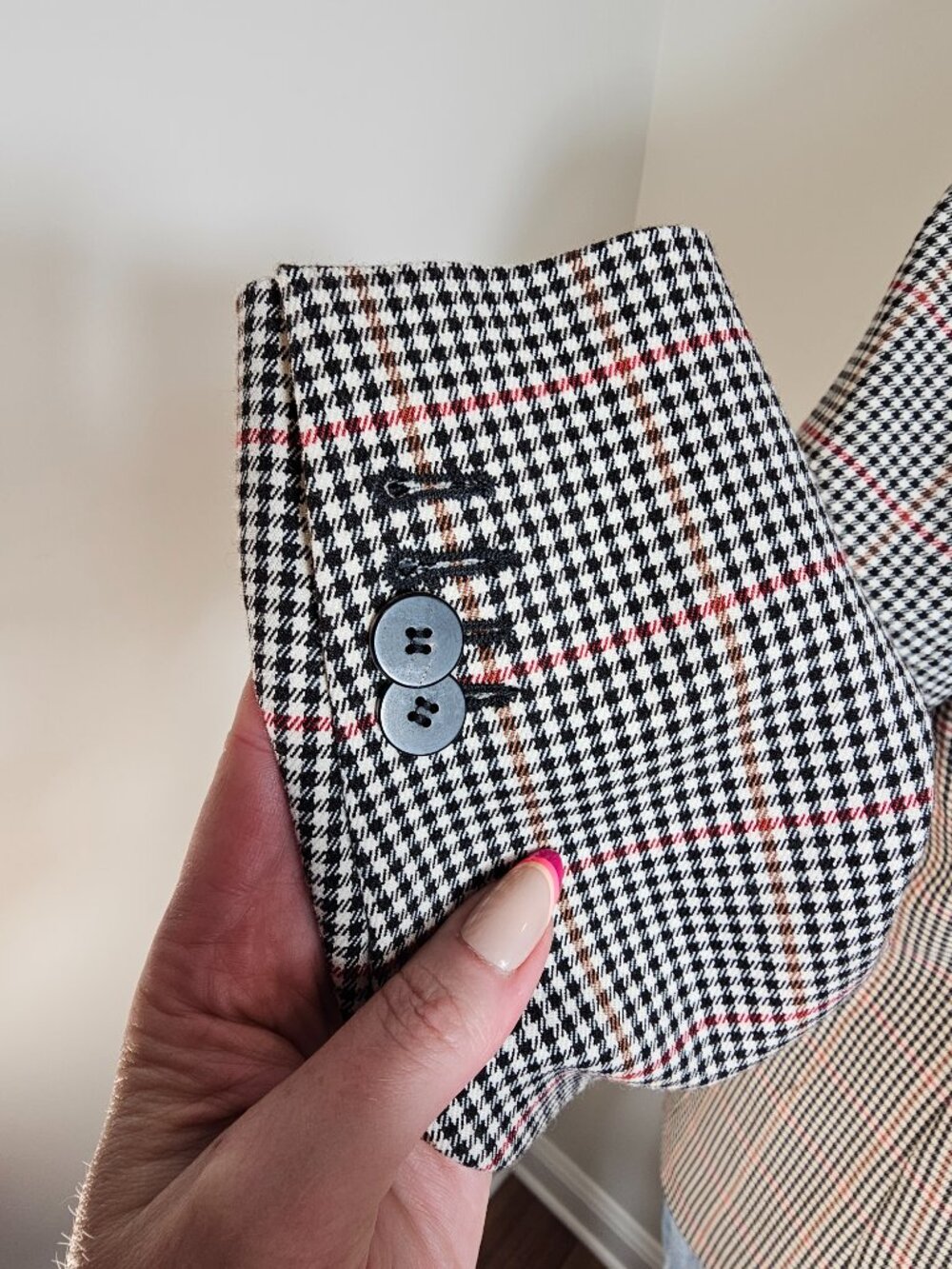 Mango MNG Houndstooth Plaid Blazer Size 2 Tailored Double Button - Picture 7 of 10